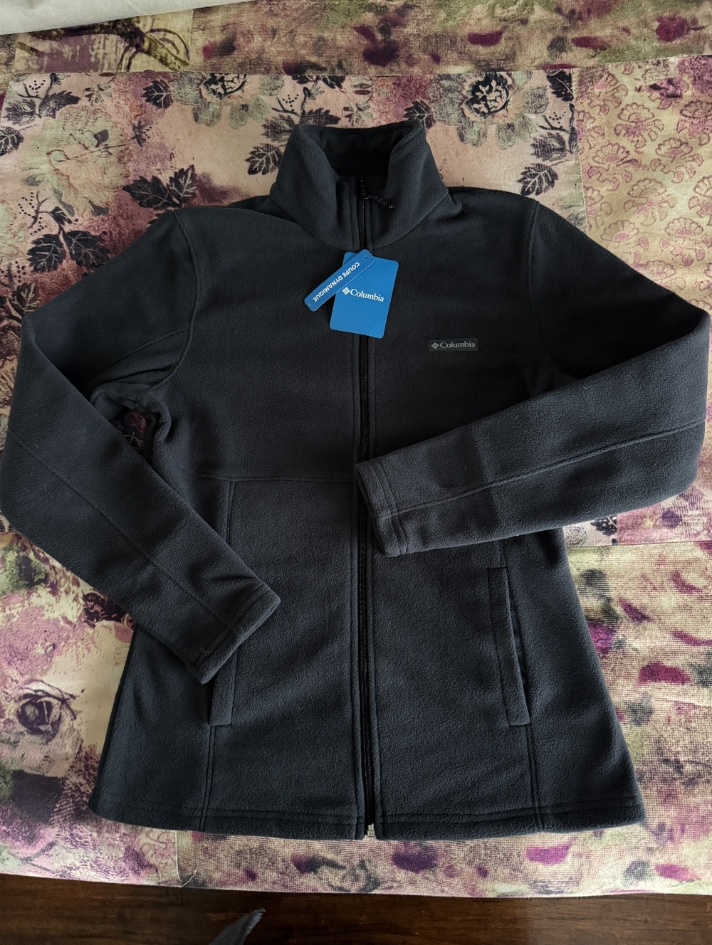 Columbia Women's Medium Charcoal Full-Zip Fleece Jacket with High Collar